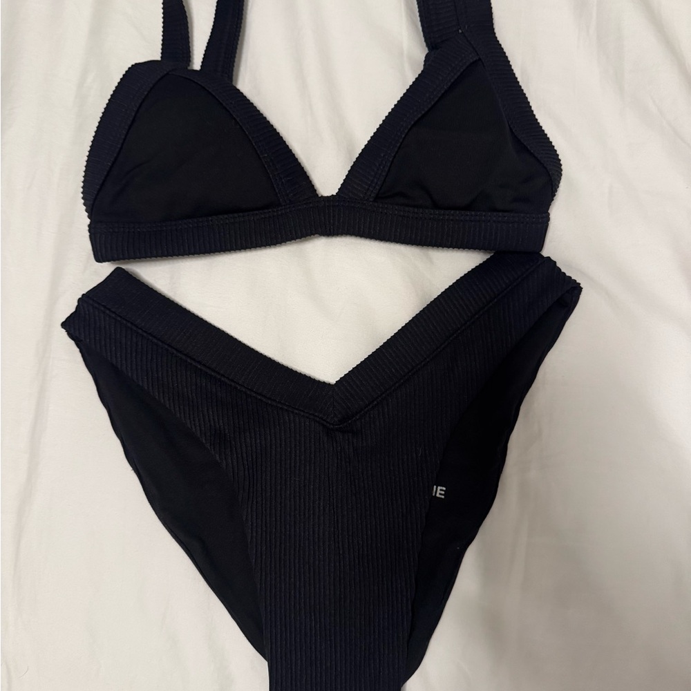 OneOne Swim Black Ribbed Bikini Set
